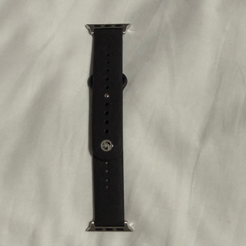 Michael Kors Black Apple Watch Band with Silver Accents